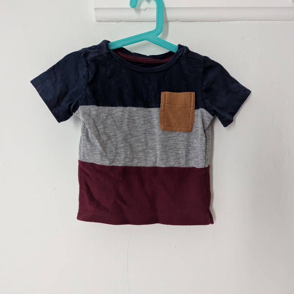 Wonder Nation Navy, Gray, and Burgundy Kids Tee with Pocket